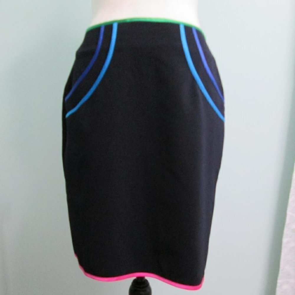 HARVEY FAIRCLOTH 2-Tiered Pocket Mini Skirt w/ Piping-Navy-M | US 8 NWT